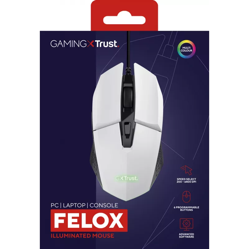 Ratón gaming Trust GXT 109W Felox diestro USB Type-A óptico 6400 DPI