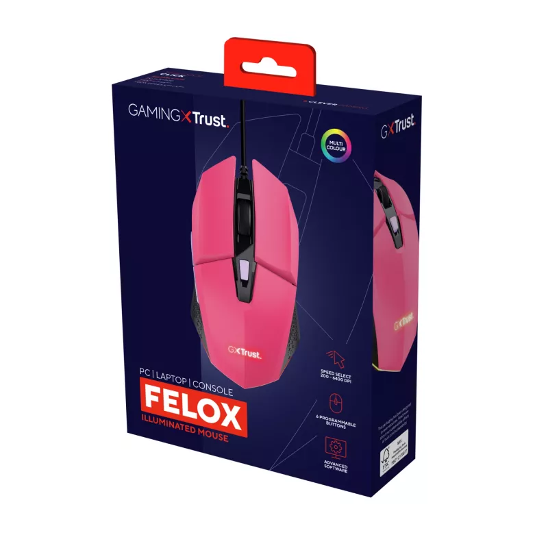 Ratón gaming Trust GXT 109P FELOX ambidiestro USB Type-A 6400 DPI