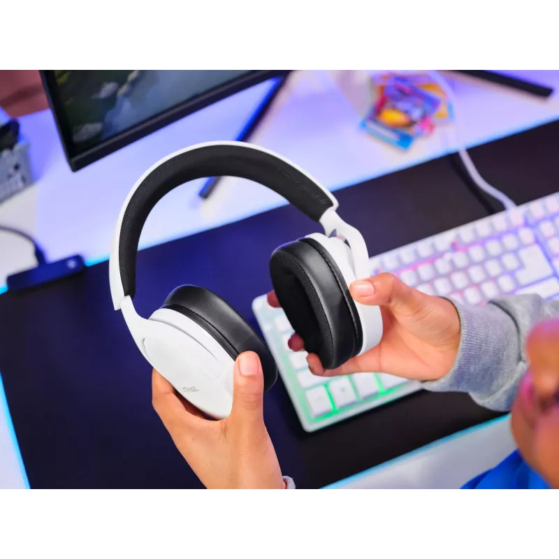 Auriculares Trust GXT 489W FAYZO con cable diadema gaming negros, blancos