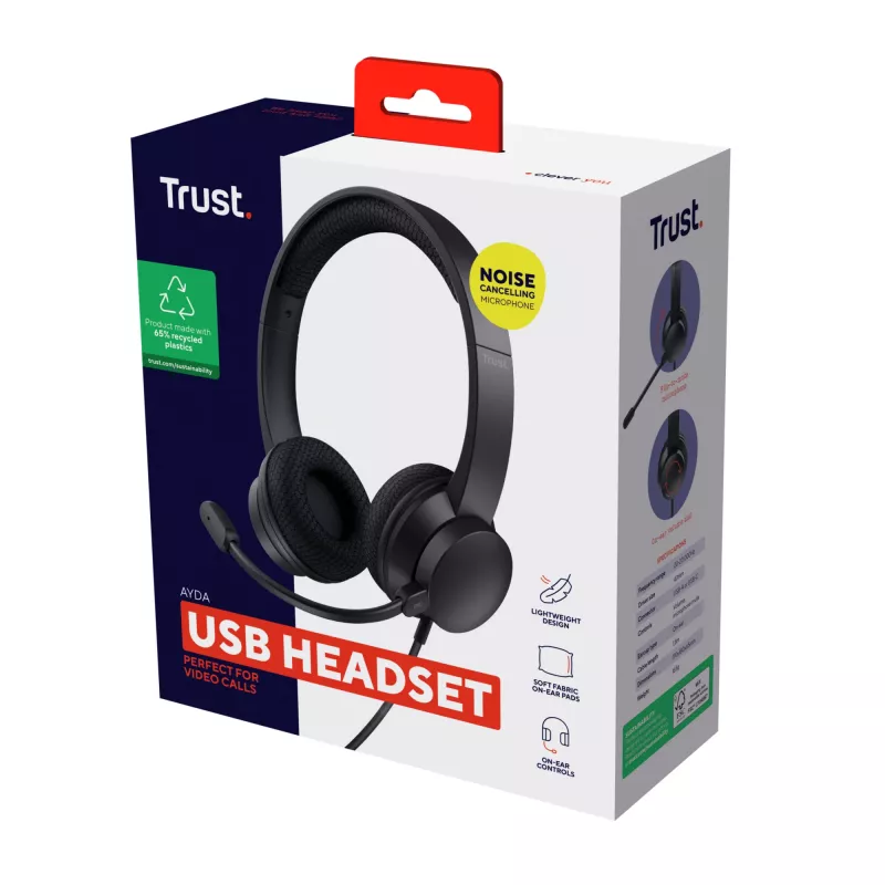 Auriculares Trust Ayda con cable diadema llamadas/música USB Type-A negros