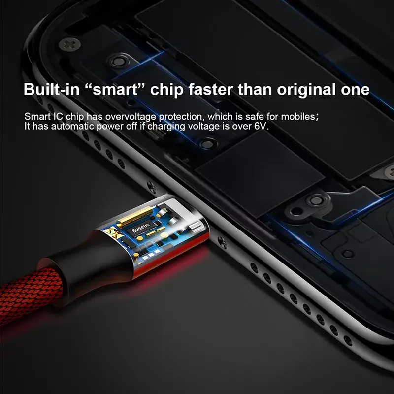 Cable USB-A a Lightning Baseus Yiven 1,8 m, salida 2 A, rojo, funda de elastómero termoplástico