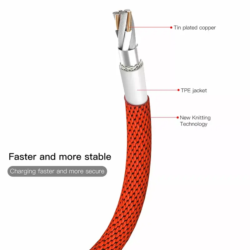 Cable USB-A a Lightning Baseus Yiven 1,8 m, salida 2 A, rojo, funda de elastómero termoplástico