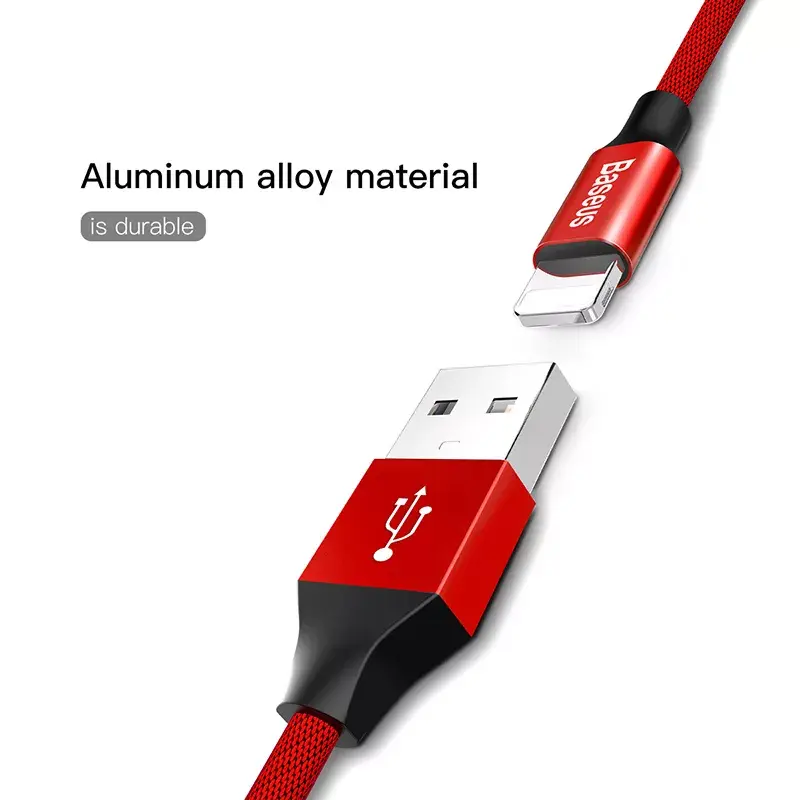 Cable USB-A a Lightning Baseus Yiven 1,8 m, salida 2 A, rojo, funda de elastómero termoplástico