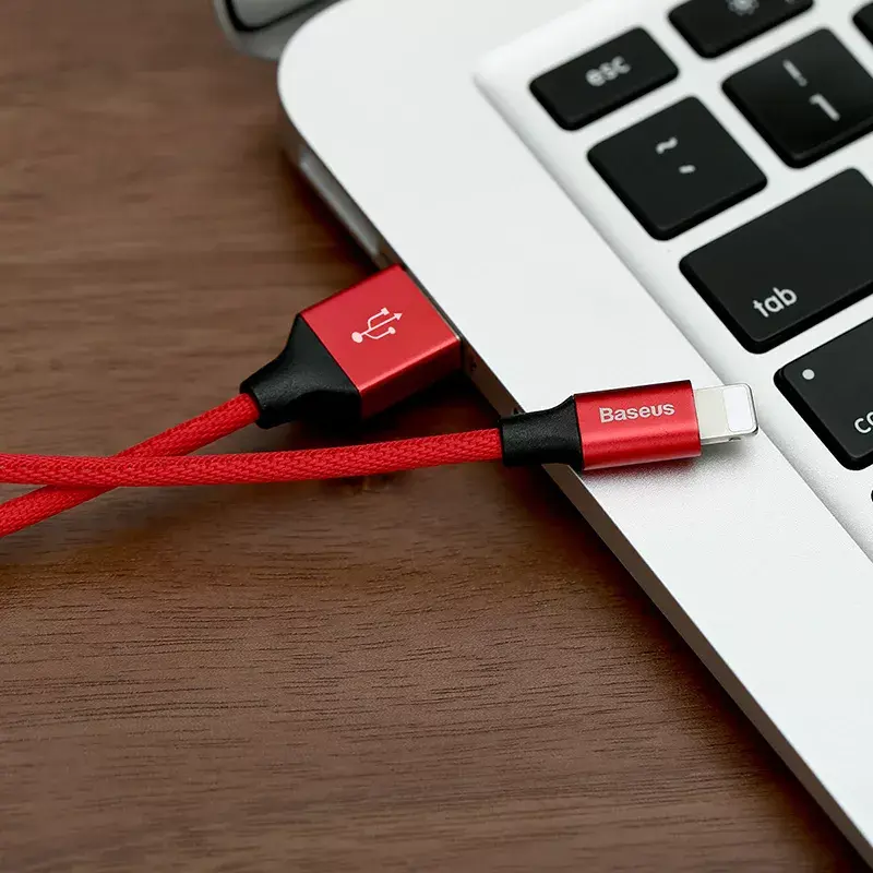 Cable USB-A a Lightning Baseus Yiven 1,8 m, salida 2 A, rojo, funda de elastómero termoplástico