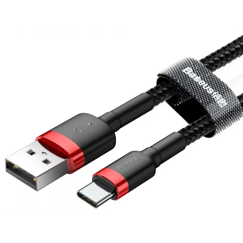 BASEUS Cable de carga rápida Cafule trenzado - USB Type-A a Type-C 2A - 2 m - Negro (nailon)