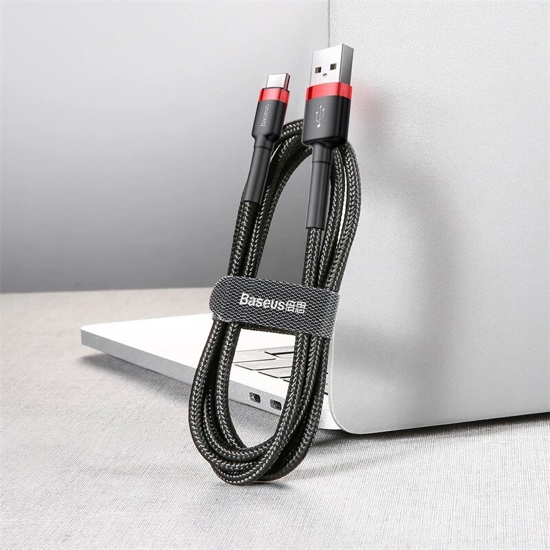 BASEUS Cable de carga rápida Cafule trenzado - USB Type-A a Type-C 2A - 2 m - Negro (nailon)