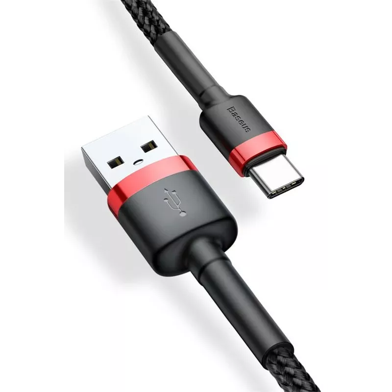 BASEUS Cable de carga rápida Cafule trenzado - USB Type-A a Type-C 2A - 2 m - Negro (nailon)