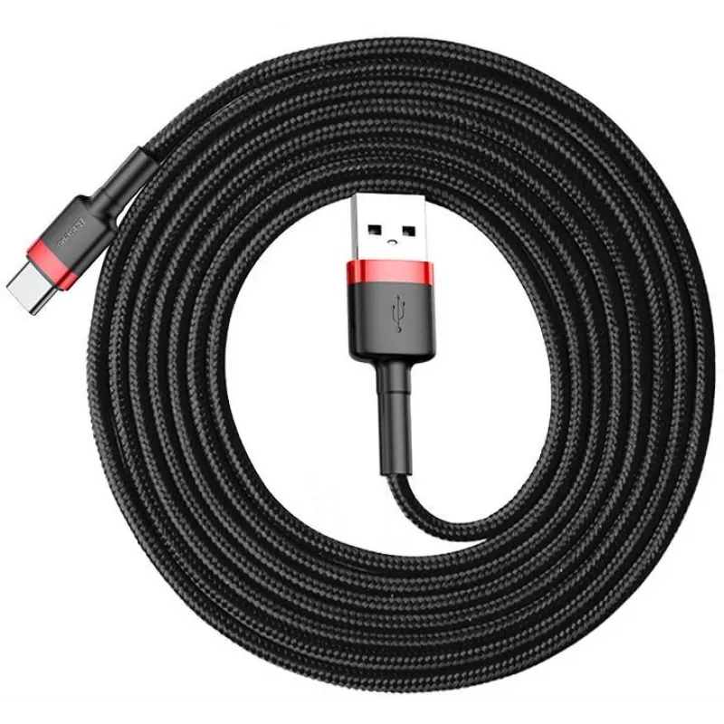 BASEUS Cable de carga rápida Cafule trenzado - USB Type-A a Type-C 2A - 2 m - Negro (nailon)