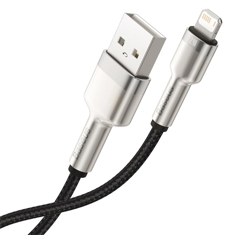 Cable de transferencia de datos Cafule Fast Charge BASEUS - USB Type-A a Lightning - 480 Mbit/s (2,4 A PD) - 1 m - negro