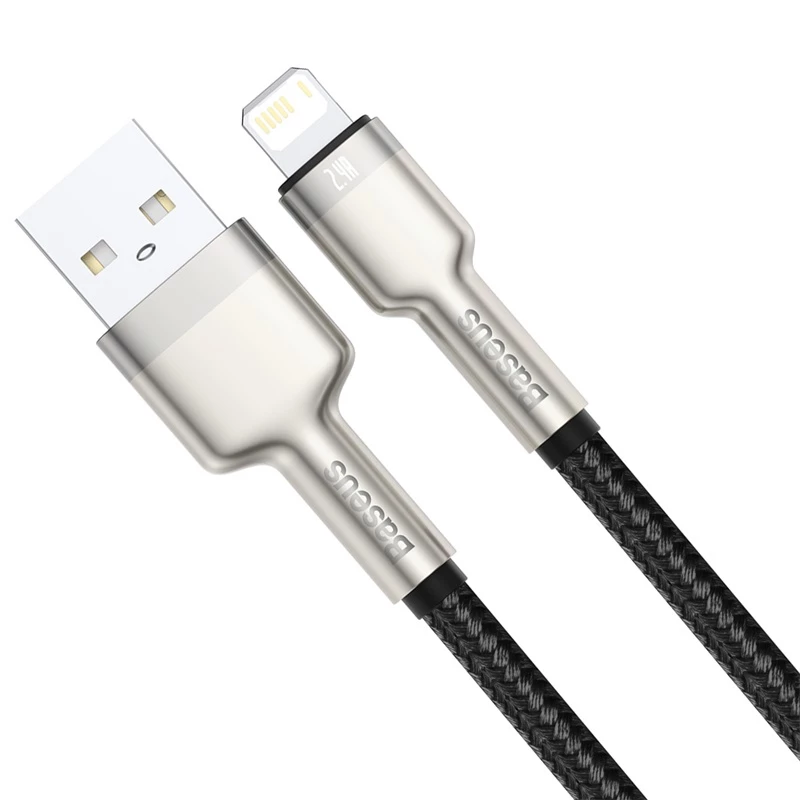 Cable de transferencia de datos Cafule Fast Charge BASEUS - USB Type-A a Lightning - 480 Mbit/s (2,4 A PD) - 1 m - negro