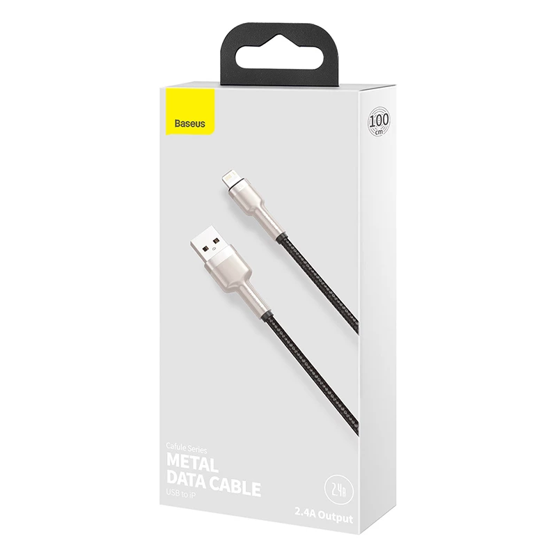 Cable de transferencia de datos Cafule Fast Charge BASEUS - USB Type-A a Lightning - 480 Mbit/s (2,4 A PD) - 1 m - negro