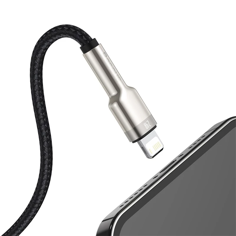 Cable de transferencia de datos Cafule Fast Charge BASEUS - USB Type-A a Lightning - 480 Mbit/s (2,4 A PD) - 1 m - negro