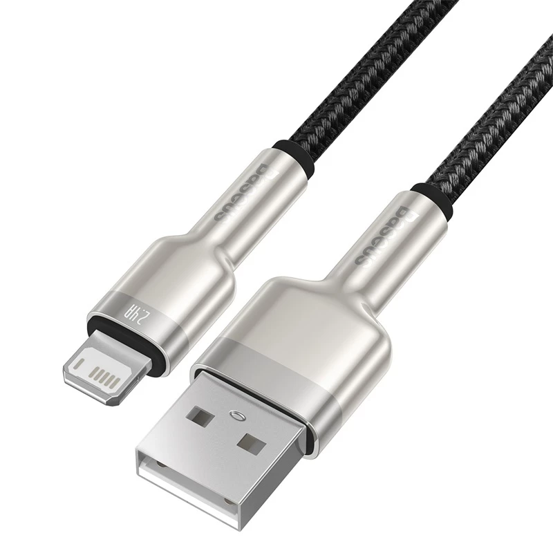 Cable de transferencia de datos Cafule Fast Charge BASEUS - USB Type-A a Lightning - 480 Mbit/s (2,4 A PD) - 1 m - negro