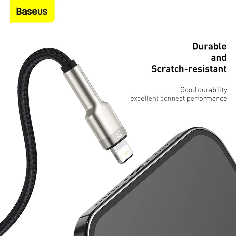 Cable de transferencia de datos Cafule Fast Charge BASEUS - USB Type-A a Lightning - 480 Mbit/s (2,4 A PD) - 1 m - negro