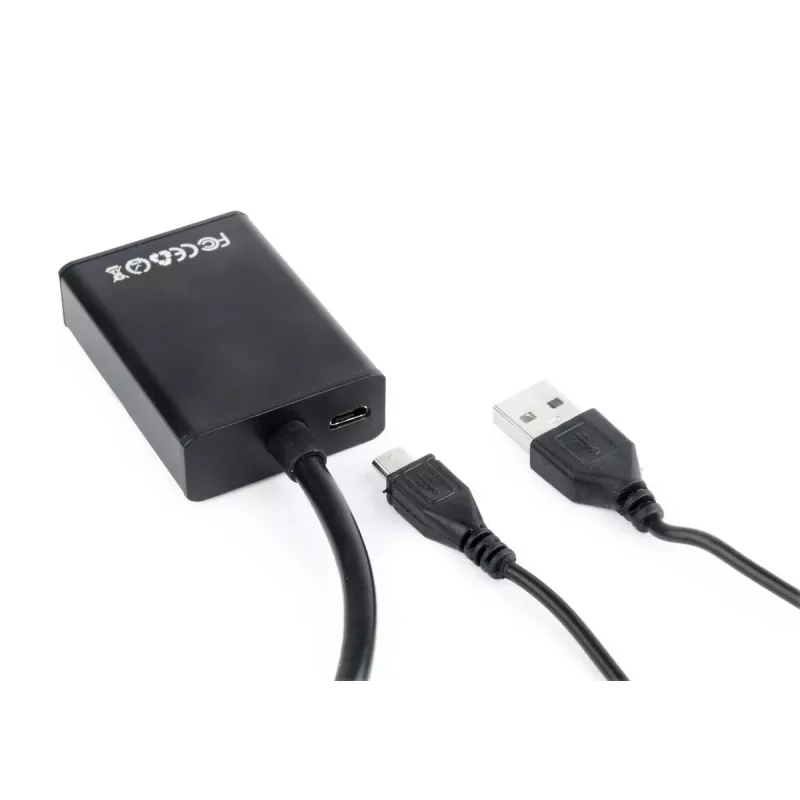 Cable adaptador VGA a HDMI GEMBIRD, alimentado por USB 15 cm - negro