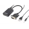 Cable adaptador VGA a HDMI GEMBIRD, alimentado por USB 15 cm - negro