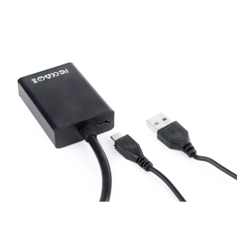 Cable adaptador VGA a HDMI GEMBIRD, alimentado por USB 15 cm - negro
