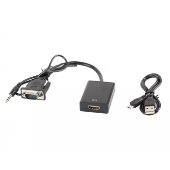 Adaptador de cable de vídeo LANBERG HDMI tipo A (estándar) VGA (D-Sub) 0,2 m negro