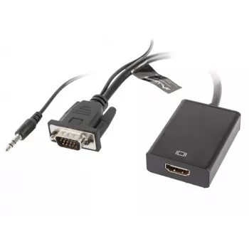 Adaptador de cable de vídeo LANBERG HDMI tipo A (estándar) VGA (D-Sub) 0,2 m negro