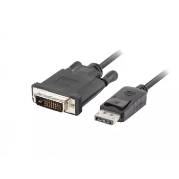 Cable adaptador de vídeo LANBERG DisplayPort (macho) a DVI‑D (macho), 1 m, negro, compatible con 1080p