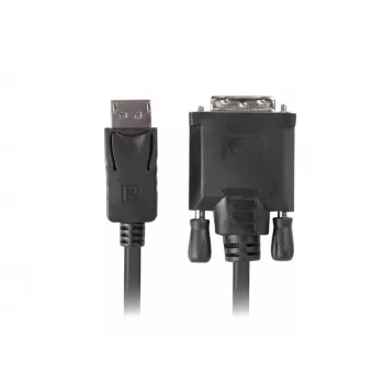 Cable adaptador de vídeo LANBERG DisplayPort (macho) a DVI‑D (macho), 1 m, negro, compatible con 1080p