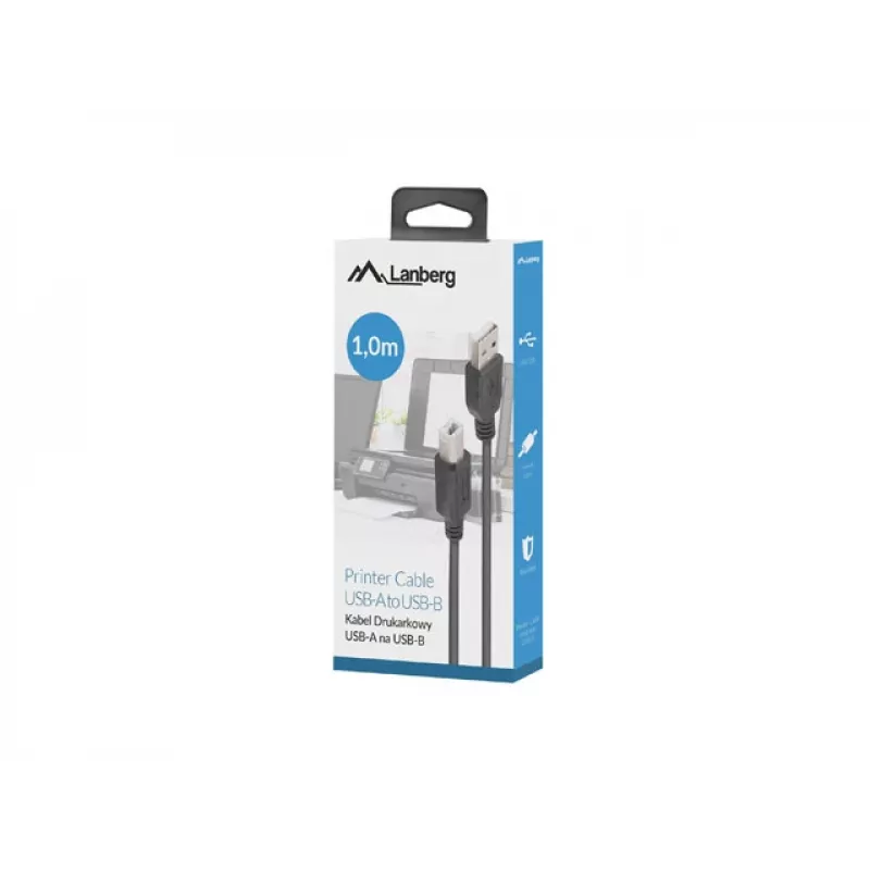 Cable LANBERG USB-A(m)->USB-B(m) 2.0 1 m negro con ferrita, caja
