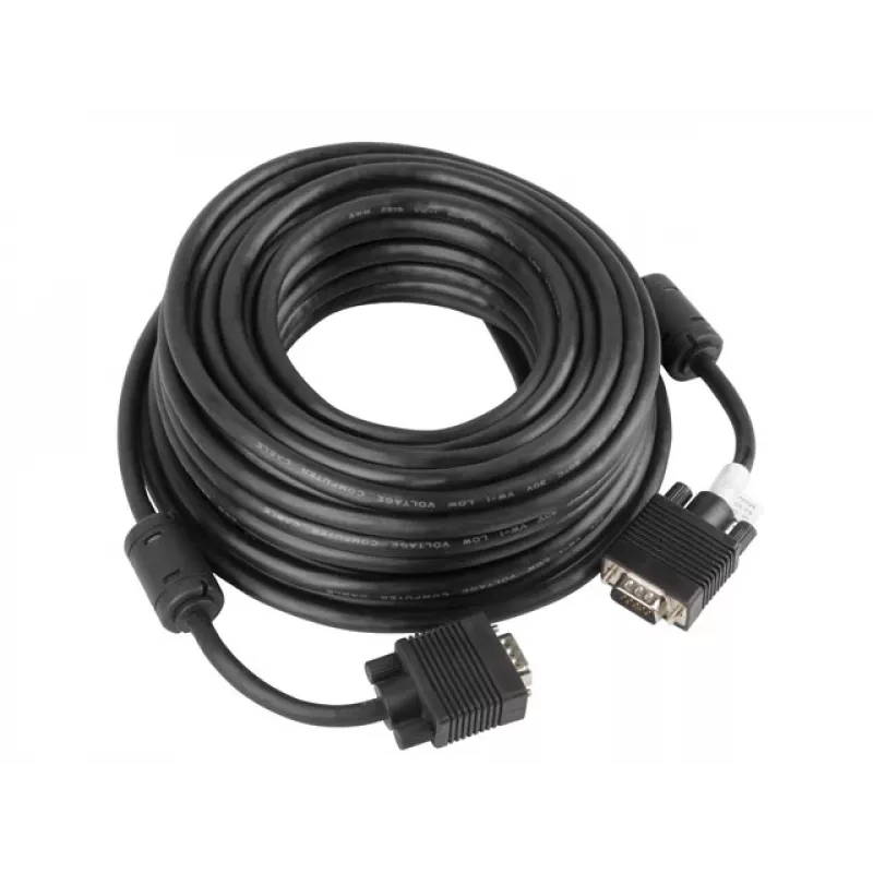 Cable VGA LANBERG CA-VGAC-10CC-0150-B — 15 m, VGA (D-Sub) conector macho a macho, negro, núcleo de ferrita
