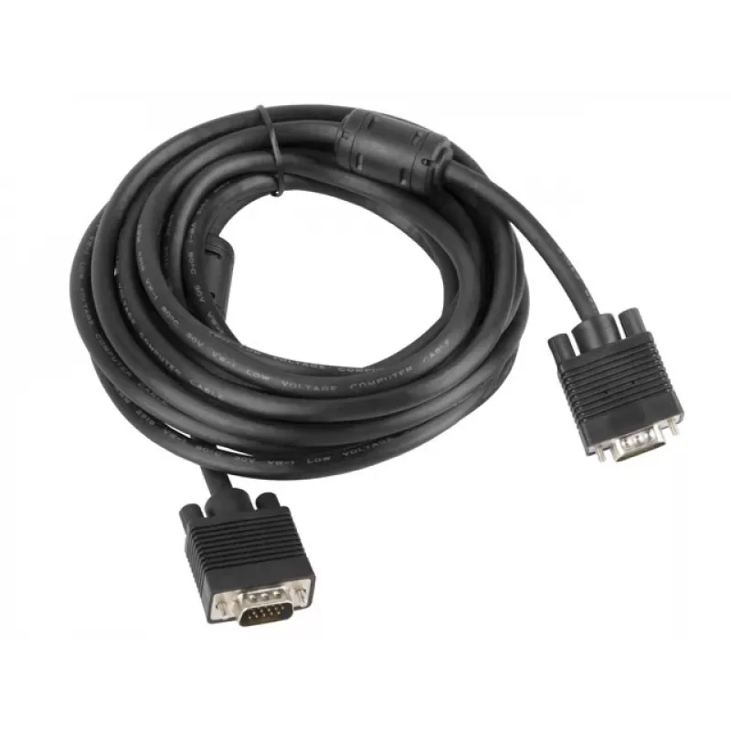 Cable VGA LANBERG CA-VGAC-10CC-0050-B, 5 m, macho a macho, funda de PVC, núcleo de ferrita, negro