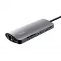 Trust Dalyx 23775 adaptador multipuerto USB-C 7 en 1, USB-C 3.2, HDMI, RJ-45 Gigabit Ethernet, lector SD/microSD, plateado