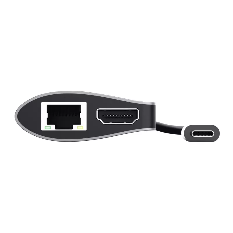 Trust Dalyx 23775 adaptador multipuerto USB-C 7 en 1, USB-C 3.2, HDMI, RJ-45 Gigabit Ethernet, lector SD/microSD, plateado