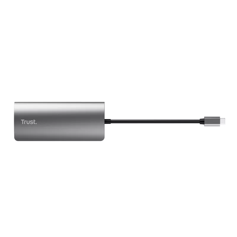 Trust Dalyx 23775 adaptador multipuerto USB-C 7 en 1, USB-C 3.2, HDMI, RJ-45 Gigabit Ethernet, lector SD/microSD, plateado