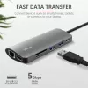 Trust Dalyx 23775 adaptador multipuerto USB-C 7 en 1, USB-C 3.2, HDMI, RJ-45 Gigabit Ethernet, lector SD/microSD, plateado