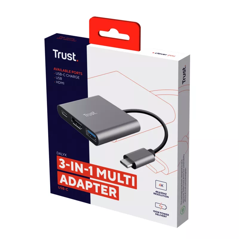 Trust Dalyx USB 3.2 Gen 1 (3.1 Gen 1) Type-C aluminio, negro