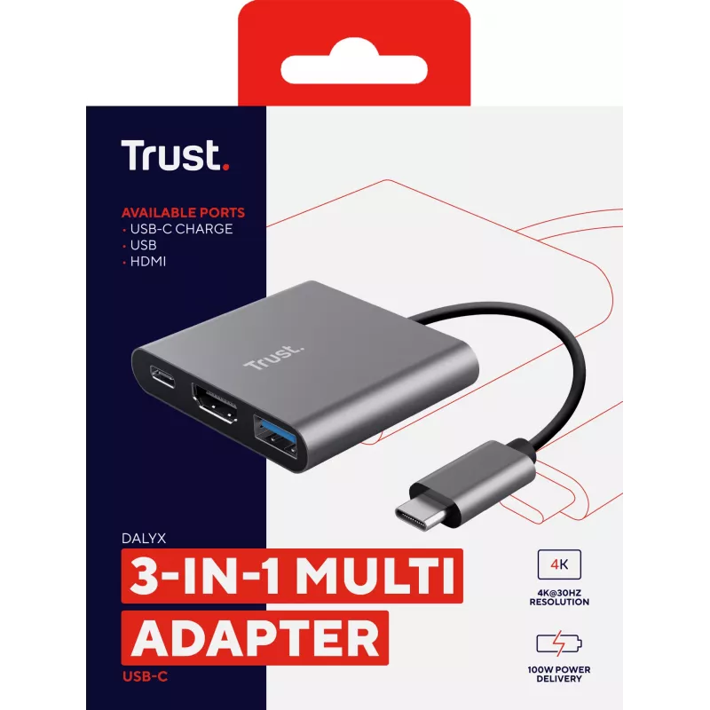 Trust Dalyx USB 3.2 Gen 1 (3.1 Gen 1) Type-C aluminio, negro