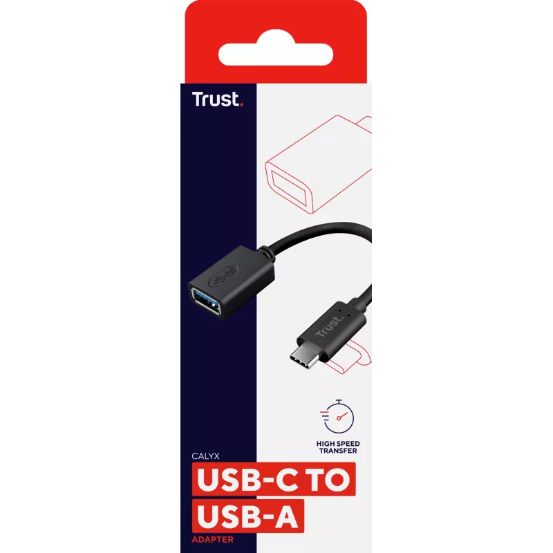 Trust Calyx 20967 adaptador de USB-C (macho) a USB-A (hembra), USB 3.1 Gen 1, negro