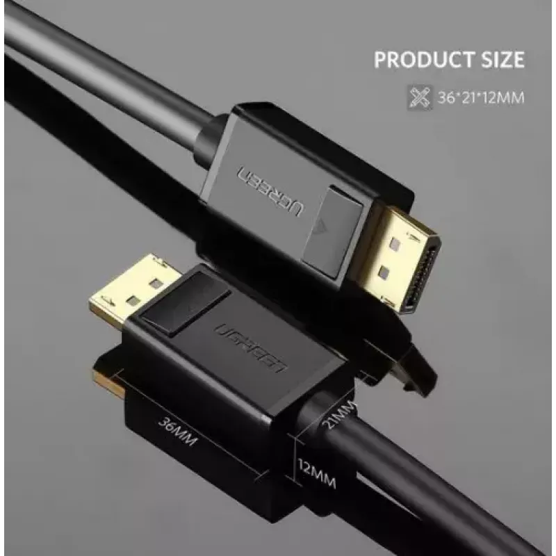 Cable DisplayPort UGREEN DP102 1 m, DisplayPort 1.2, 21,6 Gbit/s, 3840×2160@60Hz, negro