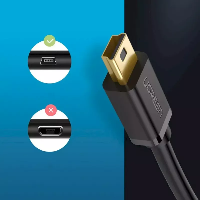 Cable USB UGREEN 10385 Mini-USB 480 Mbit/s 1,5 m negro, carga rápida