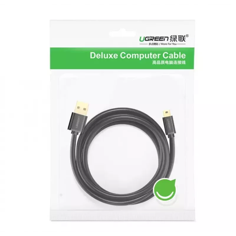 Cable USB UGREEN 10385 Mini-USB 480 Mbit/s 1,5 m negro, carga rápida