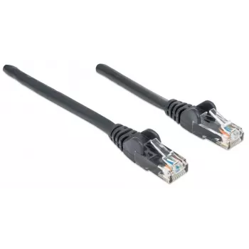 Cable de parcheo de red Intellinet, Cat6, 3 m, negro, CCA, U/UTP, PVC, RJ45, contactos dorados, snagless, con protección antiacodamiento, garantía de por vida