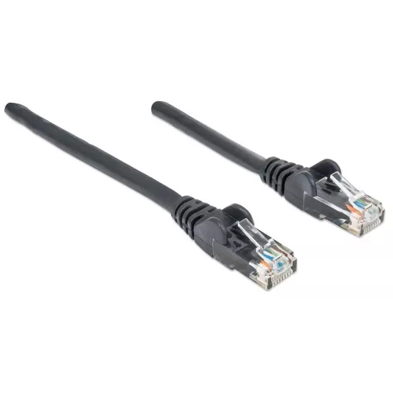 Cable de parcheo de red Intellinet, Cat6, 3 m, negro, CCA, U/UTP, PVC, RJ45, contactos dorados, snagless, con protección antiacodamiento, garantía de por vida