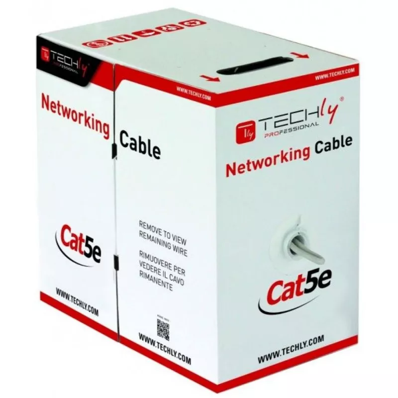 Cable Techly F/UTP Cat.5E CCA 305 m sólido para exterior negro ITP8-RIS-0305LO