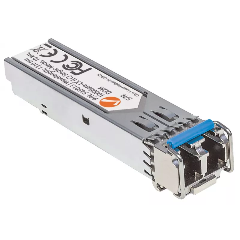 Módulo transceptor Intellinet óptico, SFP de fibra Gigabit, puerto 1000Base-Lx (LC) monomodo, 10 km, longitud de onda 1310 nm, compatible con MSA, equivalente a Cisco GLC-LH-SM, Ethernet, fibra óptica, tres años de garantía
