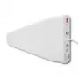 Antena QOLTEC 57021 4G LTE para exterior — ganancia 18 dBi, 600–2700 MHz, 50 Ω, 50 W, carcasa de plástico blanca