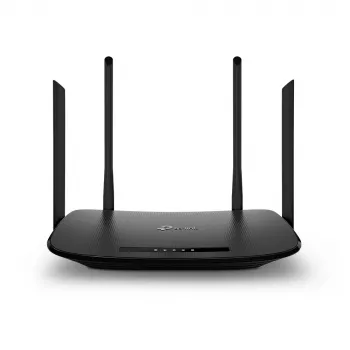 Router módem VDSL/ADSL inalámbrico TP-Link AC1200, Wi-Fi 5 (802.11ac), doble banda (2,4 GHz / 5 GHz), Ethernet LAN, VDSL2, negro, router de sobremesa