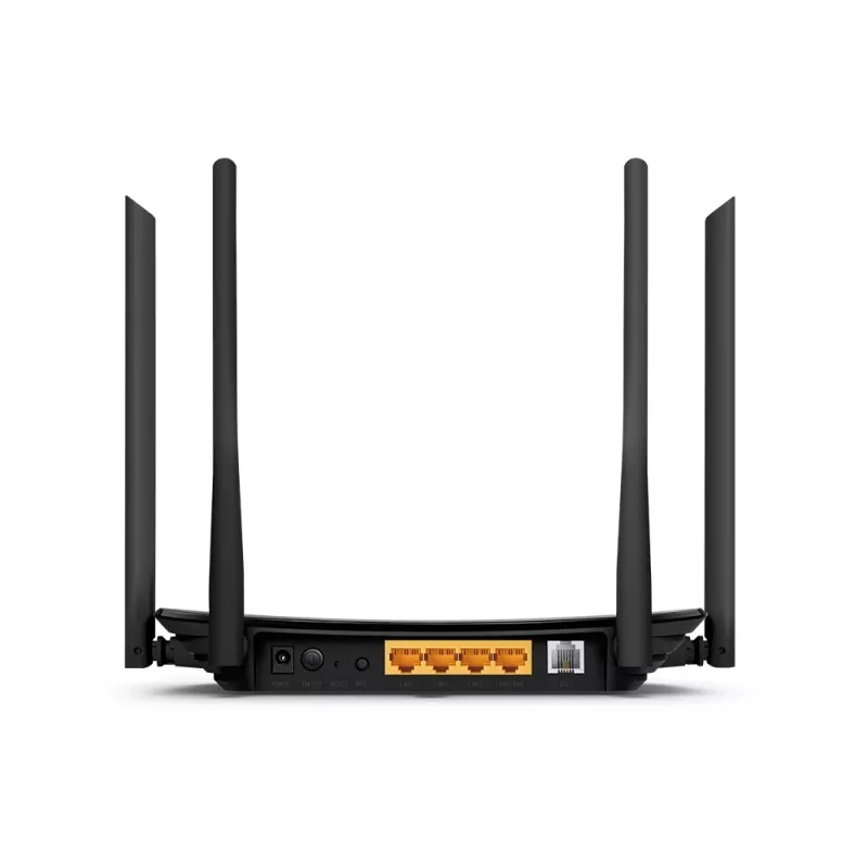 Router módem VDSL/ADSL inalámbrico TP-Link AC1200, Wi-Fi 5 (802.11ac), doble banda (2,4 GHz / 5 GHz), Ethernet LAN, VDSL2, negro, router de sobremesa