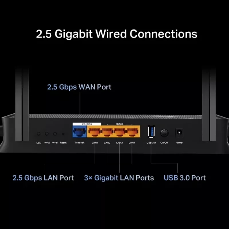 Router inalámbrico TP-Link Archer BE3600 2,5 Gigabit Ethernet de doble banda (2,4 GHz / 5 GHz) negro