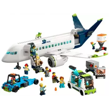 Set de construcción LEGO avión de pasajeros 60367 — serie City, 913 piezas, 2 minifiguras, interior detallado
