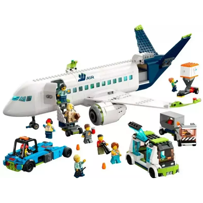 Set de construcción LEGO avión de pasajeros 60367 — serie City, 913 piezas, 2 minifiguras, interior detallado