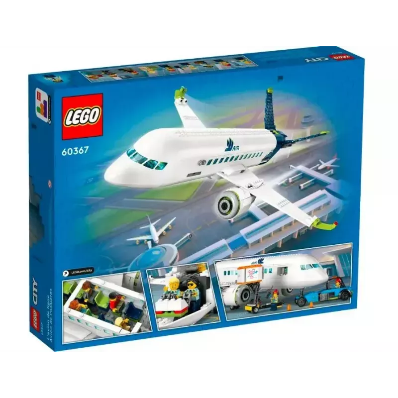Set de construcción LEGO avión de pasajeros 60367 — serie City, 913 piezas, 2 minifiguras, interior detallado
