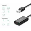 Adaptador de audio USB 2.0 externo UGREEN 30724 — estéreo 2.0, salida de auriculares, entrada de micrófono, cable de 0,15 m, negro